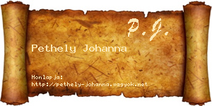 Pethely Johanna névjegykártya